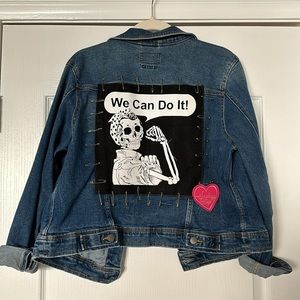Denim jacket with skull patch